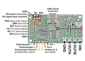 Simple Motor Controller 18v7 pinout and key components